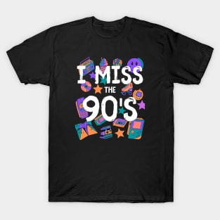 I Miss the 90's Nostalgia Vintage 1990s Throwback T-Shirt Orange/Purple/Turquoise/Pink T-Shirt